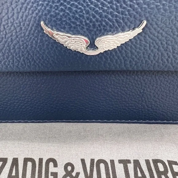 ZADIG & VOLTAIRE Leather Crossbody Clutch Bag Navy Blue NWT - Picture 9 of 15